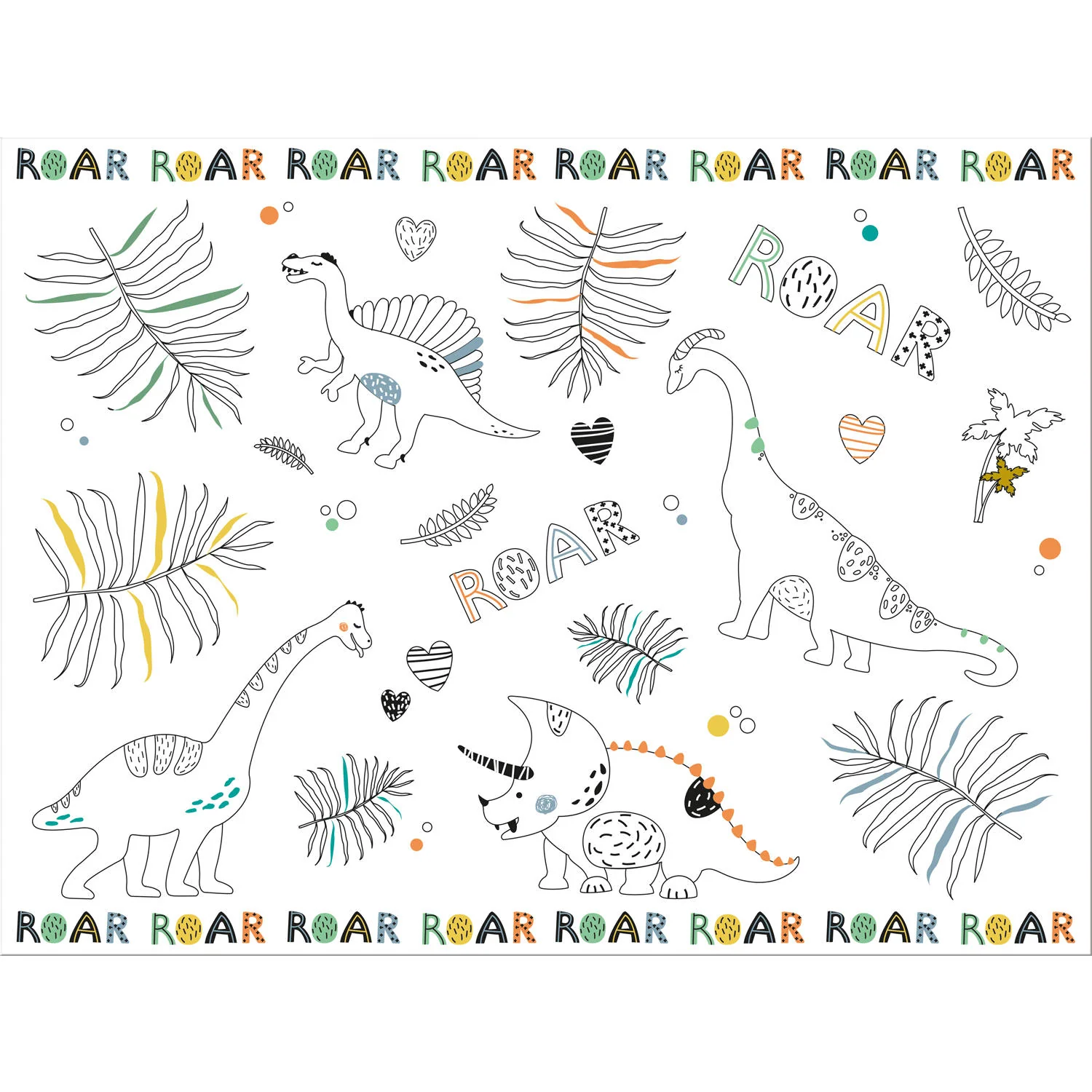 Dino Roars Colour It Yourself Activity Placemat -  (6 pieces)