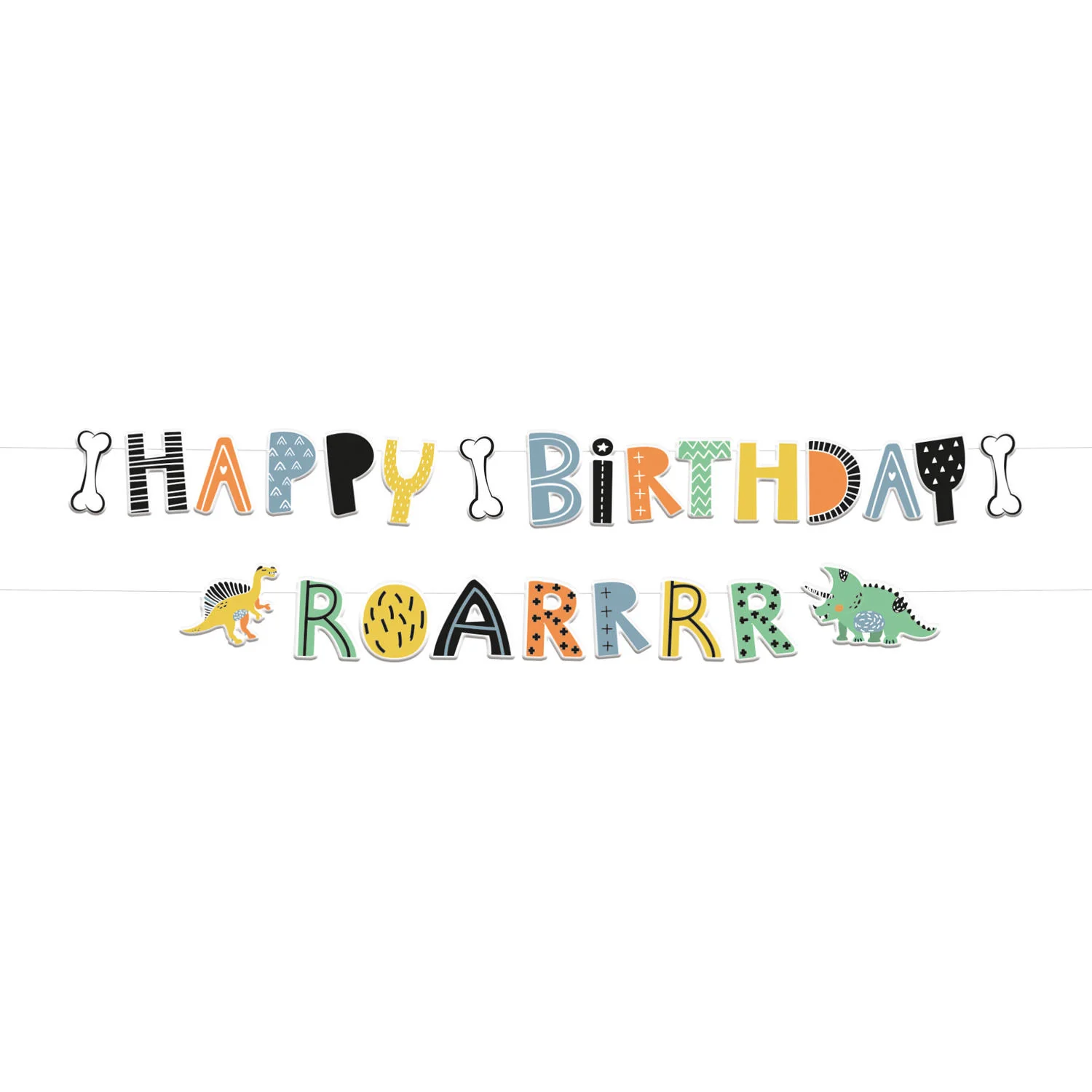 Dino Roars Happy Birthday Party Banner Set (1.5 meters)