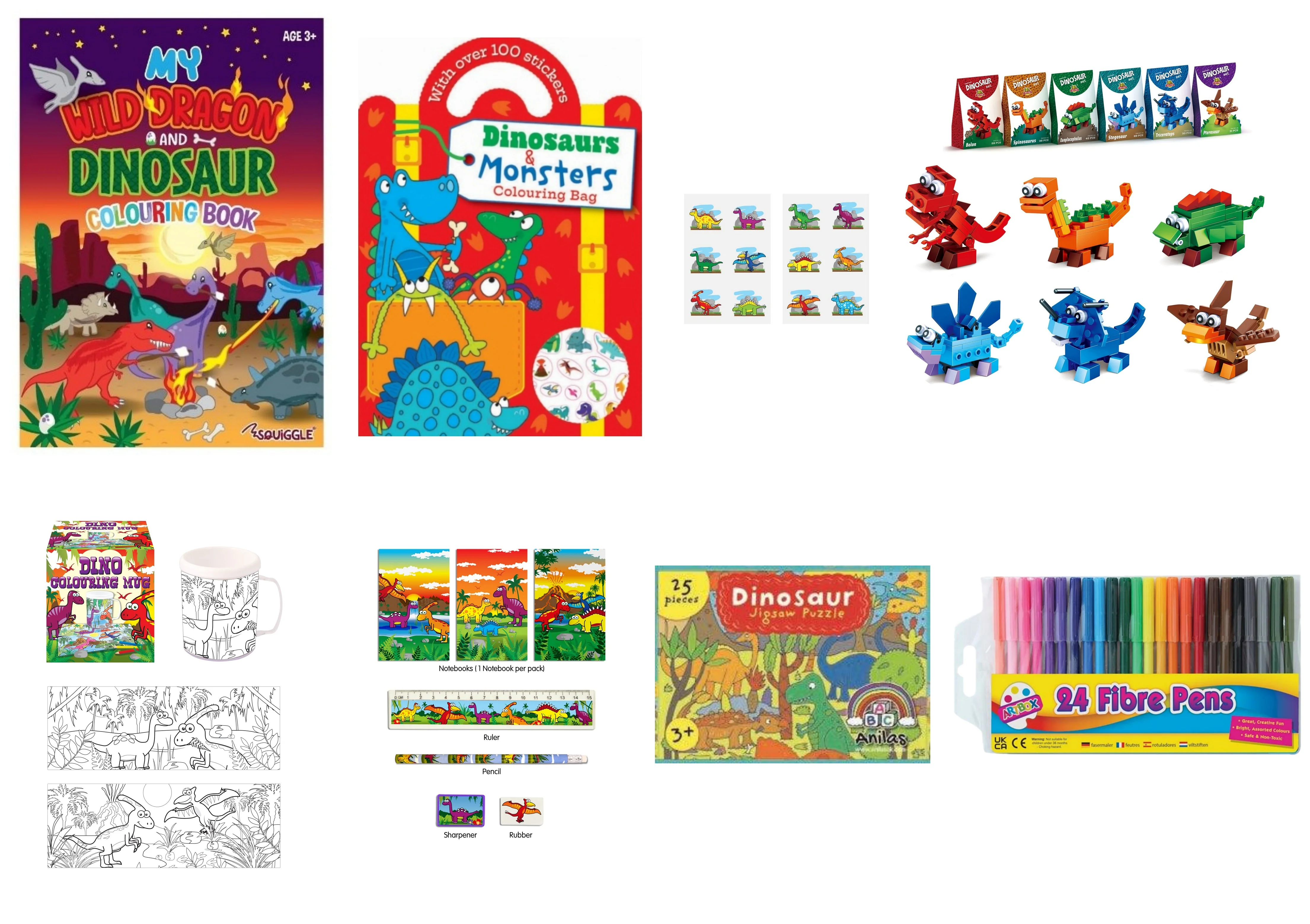 Dinosaur Activity Set including Dinosaur Themed Building Block Kit