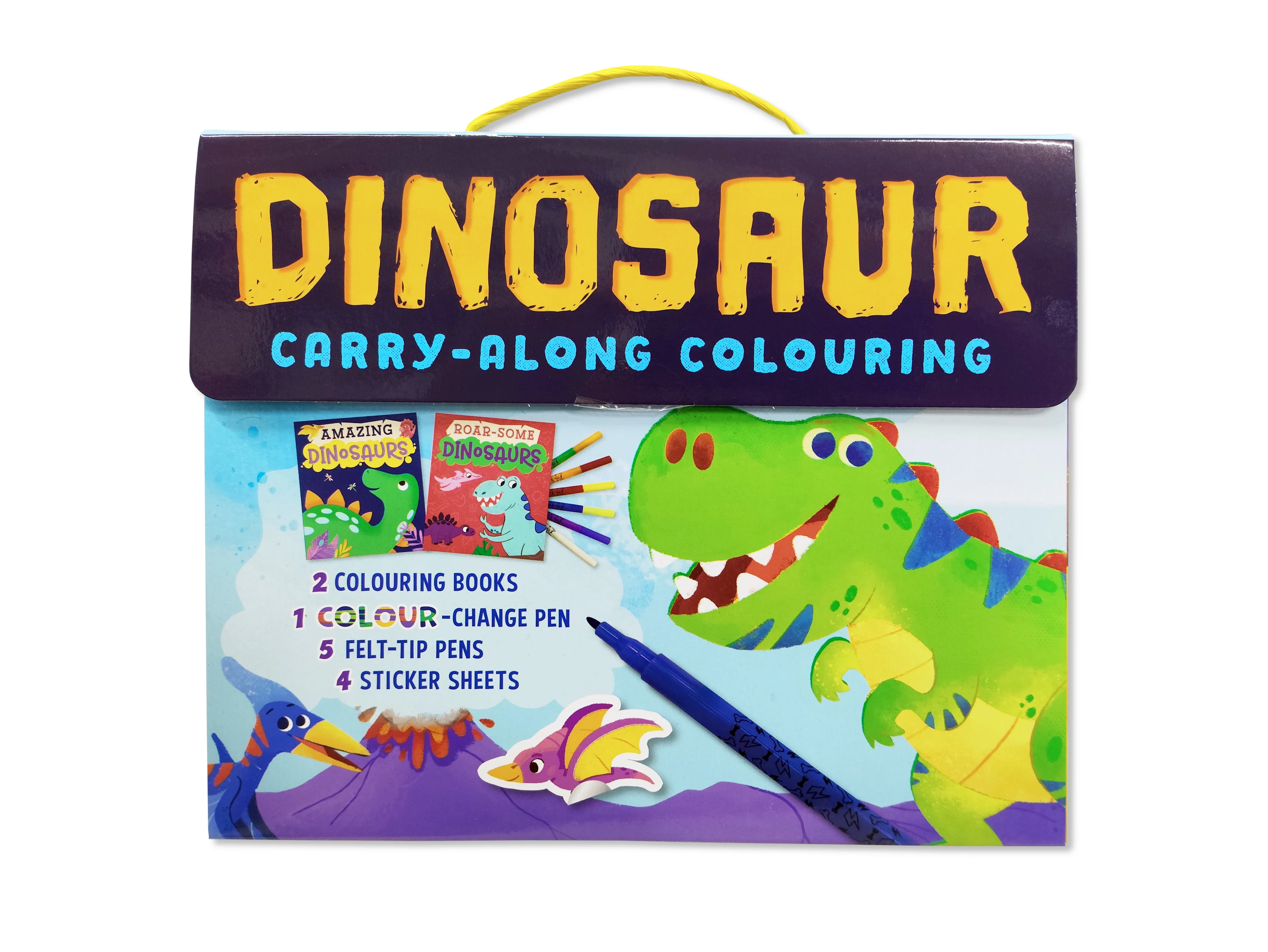 Dinosaur Carry-Along Colouring Set, 21.2 x 24.5 cm, with Pens & Stickers