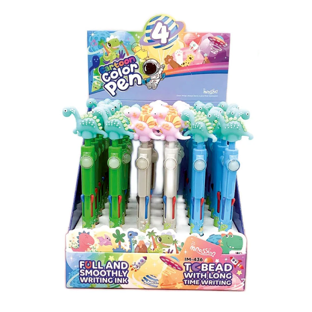 Dinosaur Fidget 4-Colour Roller Ball Pen - Image 2