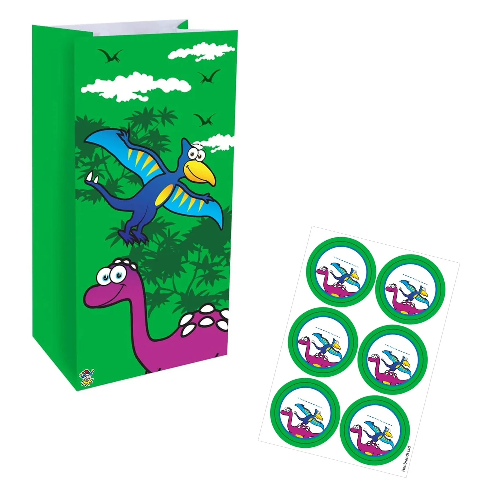 Dinosaur Paper Party Bag with Sticker