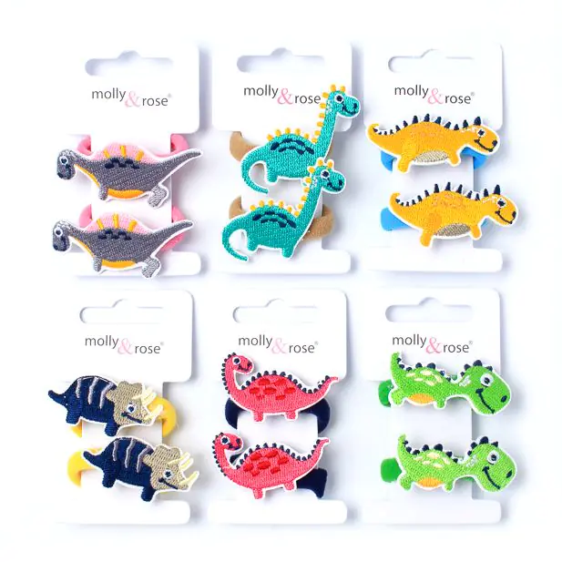 Dinosaur Motif Jersey Elastic Ponytail Holders (Pack of 2)