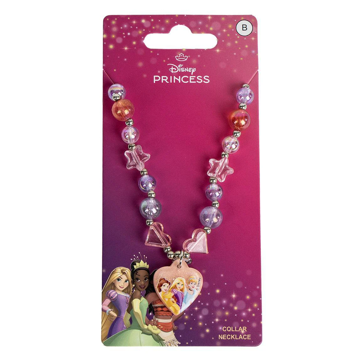 Disney Princess Beaded Necklace with Heart Charm Pendant
