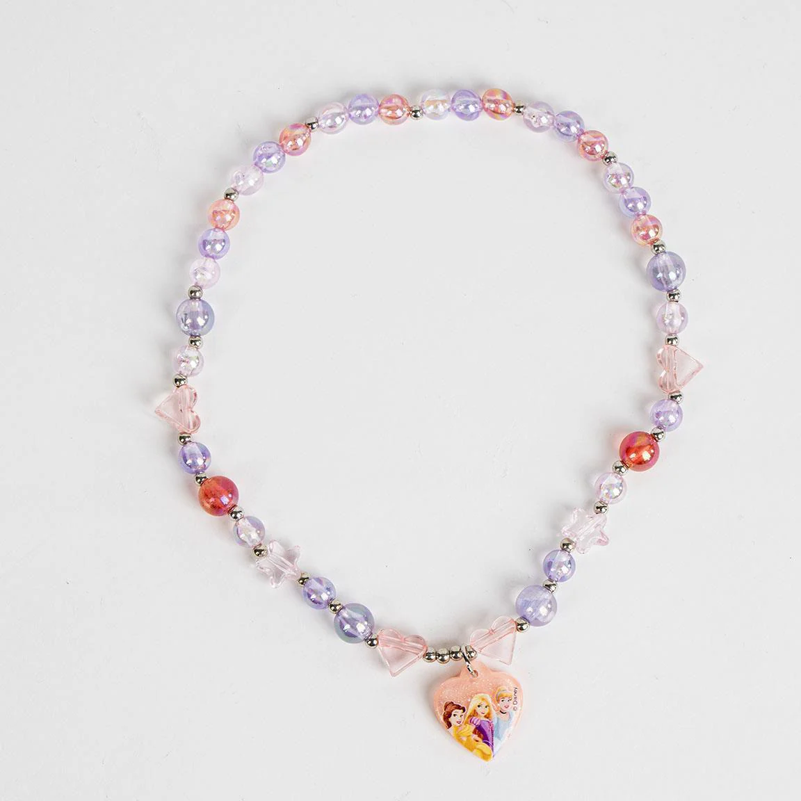 Disney Princess Beaded Necklace with Heart Charm Pendant - Image 2