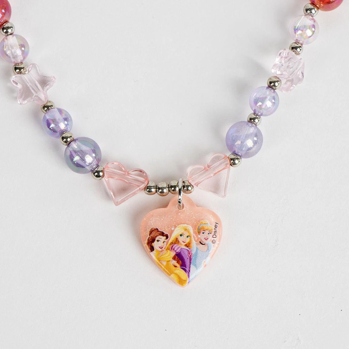 Disney Princess Beaded Necklace with Heart Charm Pendant - Image 3