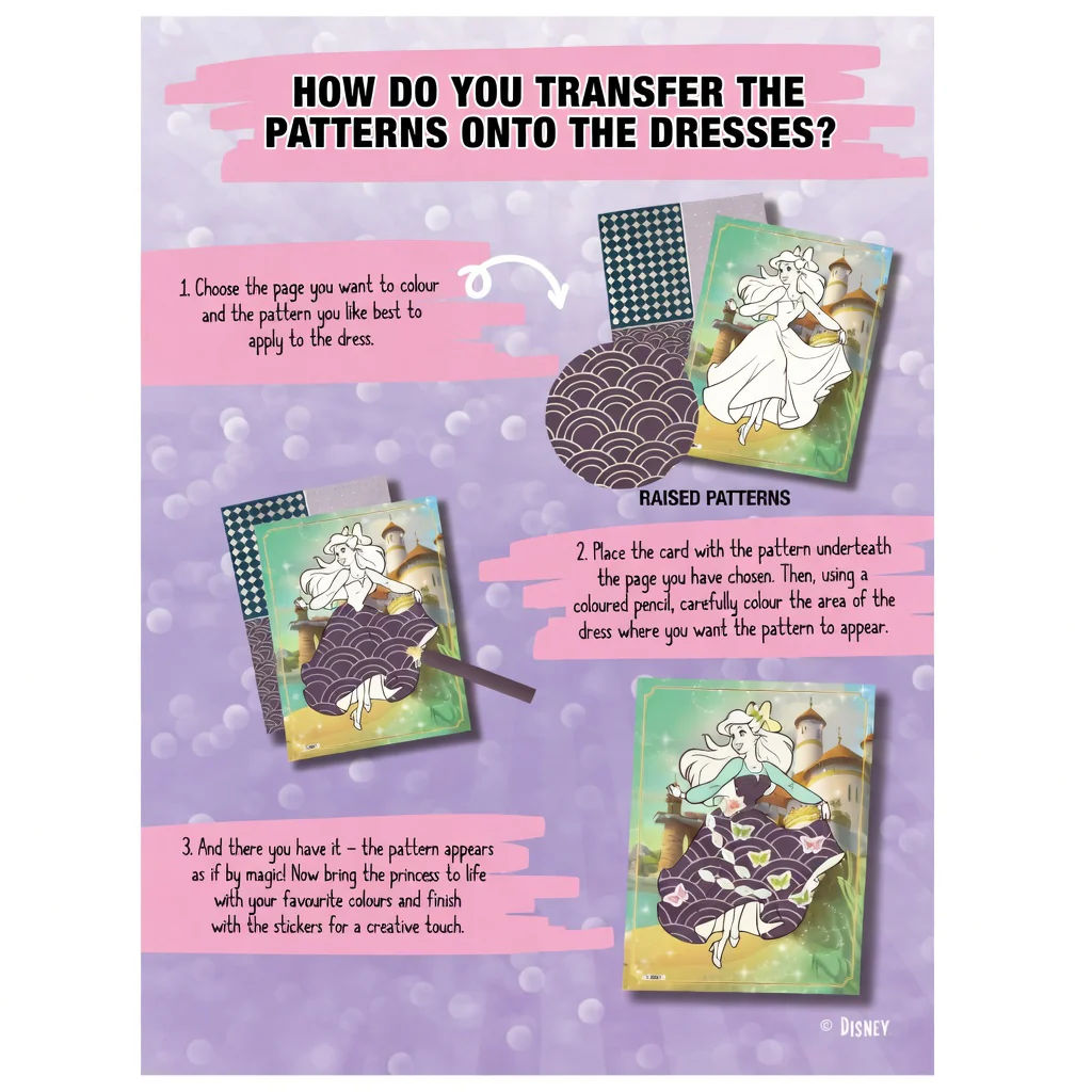 Disney Princesses with style - Decorate the Princesses Dresses Sticker & Colouring Book - Image 2