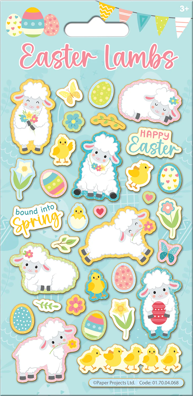 Easter Lambs Sparkle Stickers Sheet