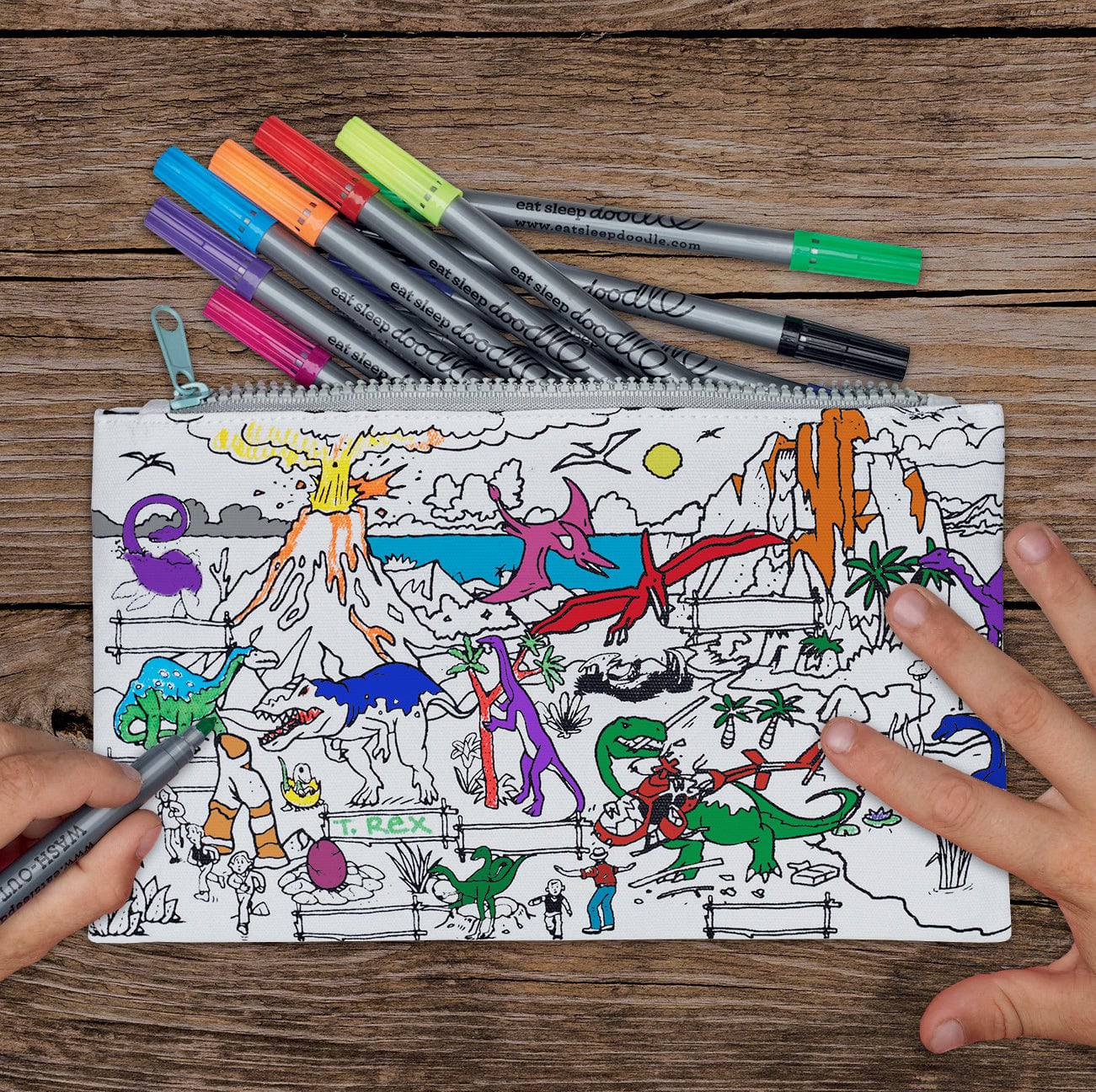 Eat Sleep Doodle's Dinosaur Colour In Pencil Case - Image 6