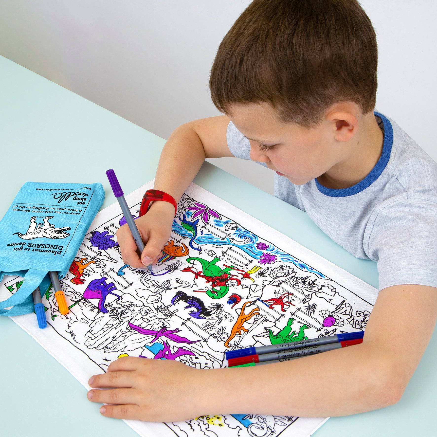 Eat Sleep Doodle's Dinosaur Placemat To Go & Colour In - Image 4