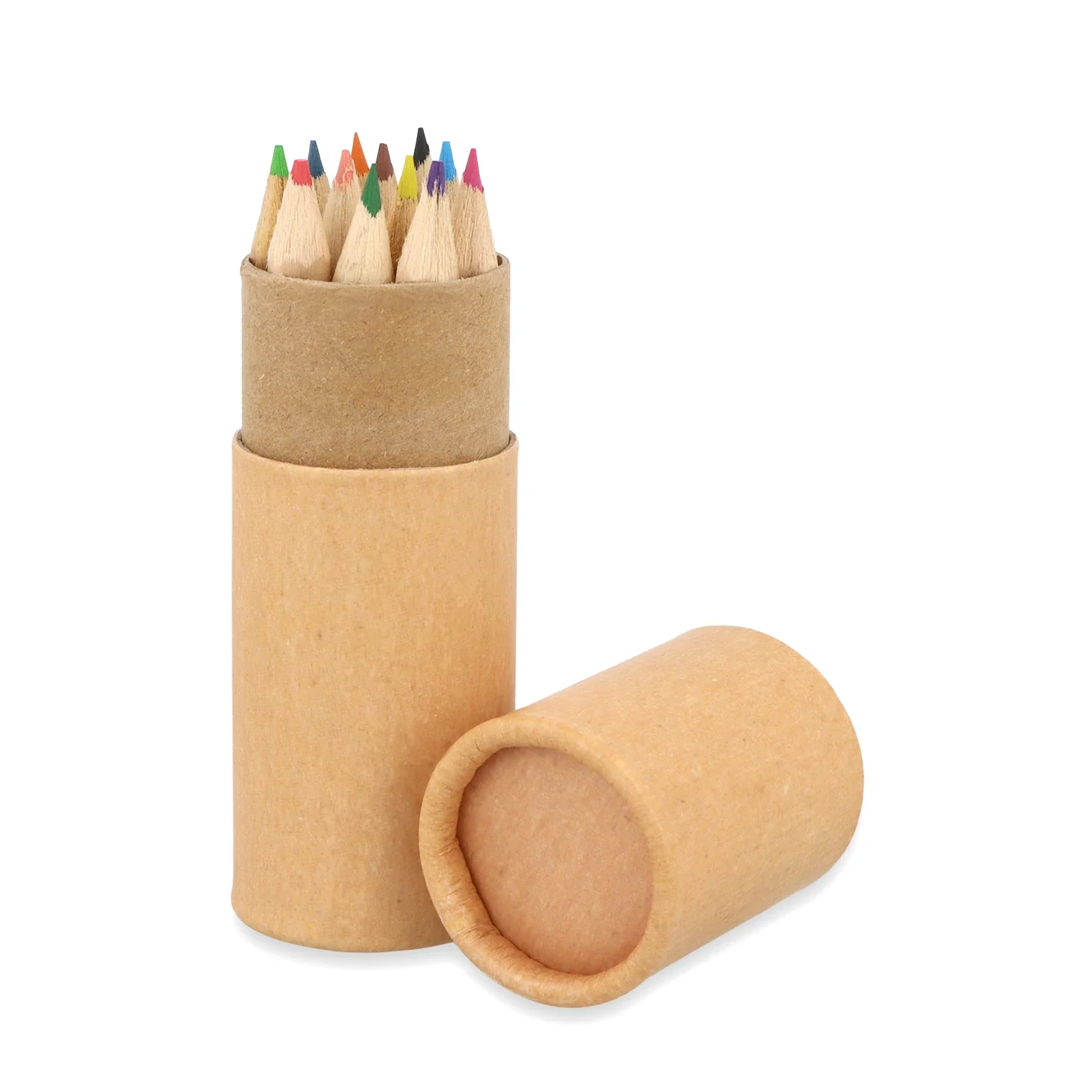 Eco-Friendly Mini Colouring Pencils in Cardboard Tub (Pack of 12)