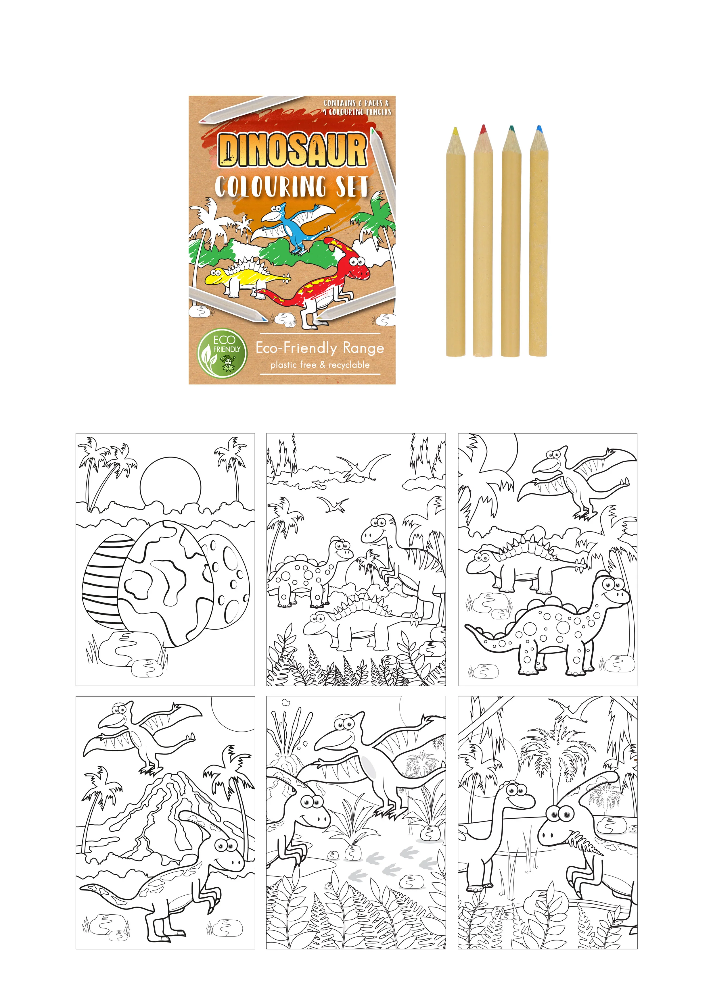 Eco Friendly Mini Dinosaur Colouring Set