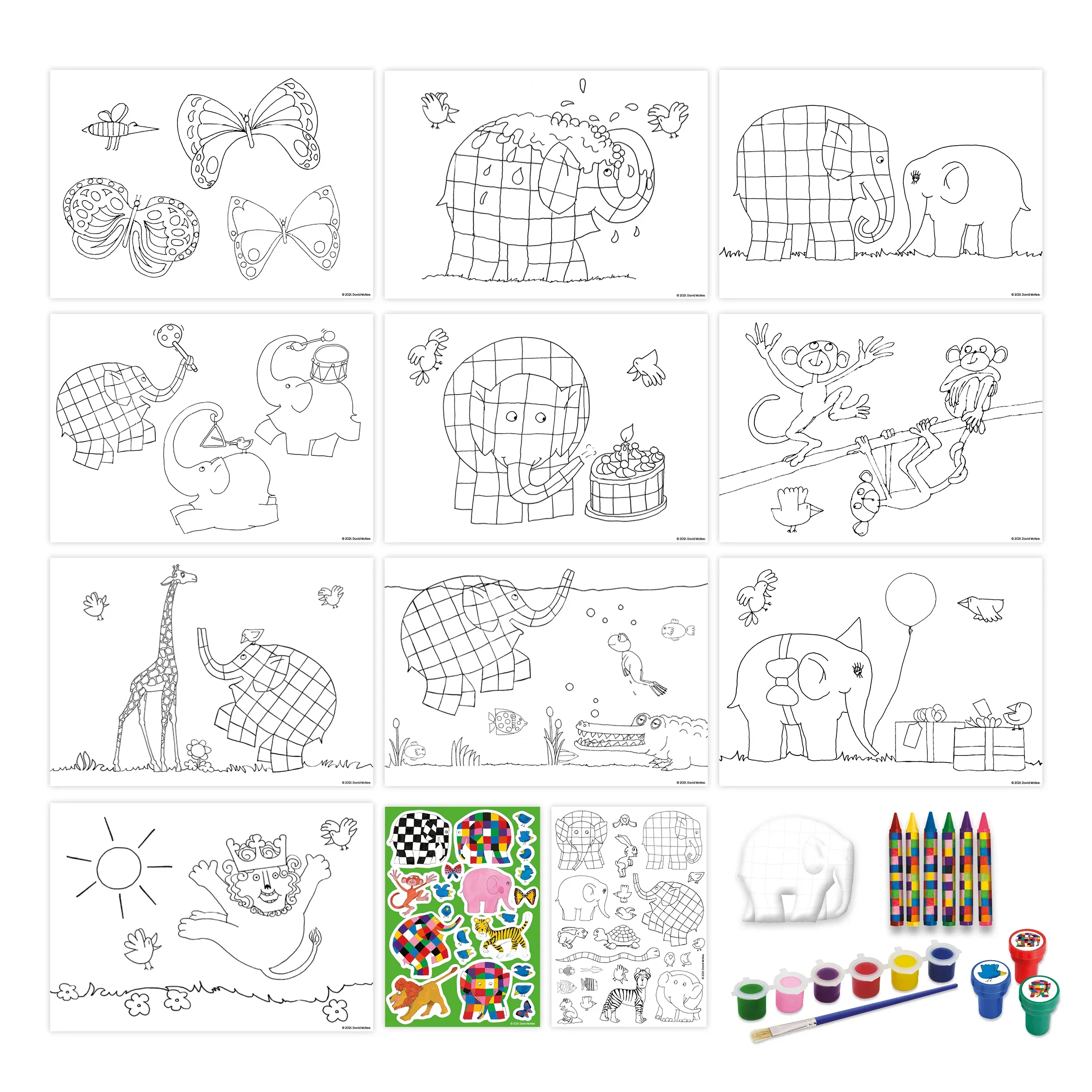Elmer Children's Art Activity Set - Includes Paints, Crayons and Stickers - Image 2