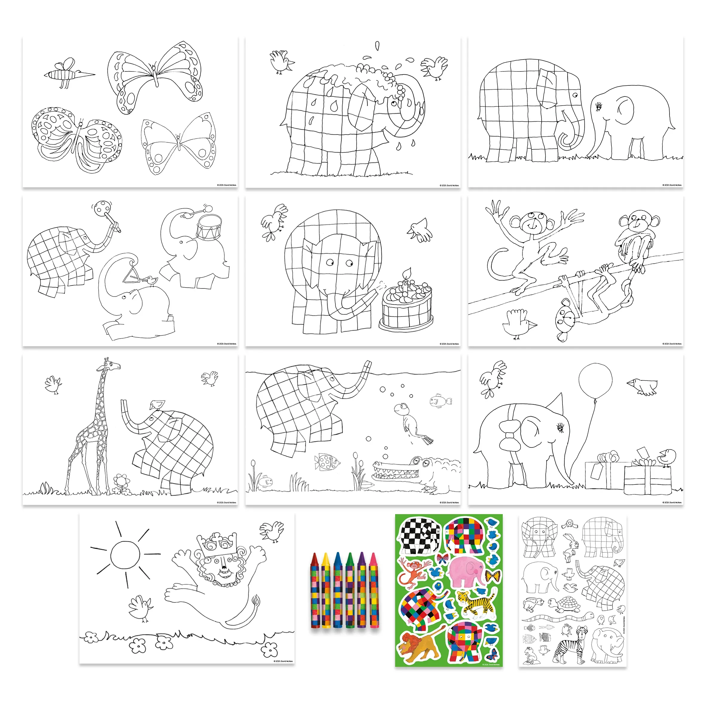 Elmer Children's Colouring Set - Includes Crayons and Stickers - Image 2