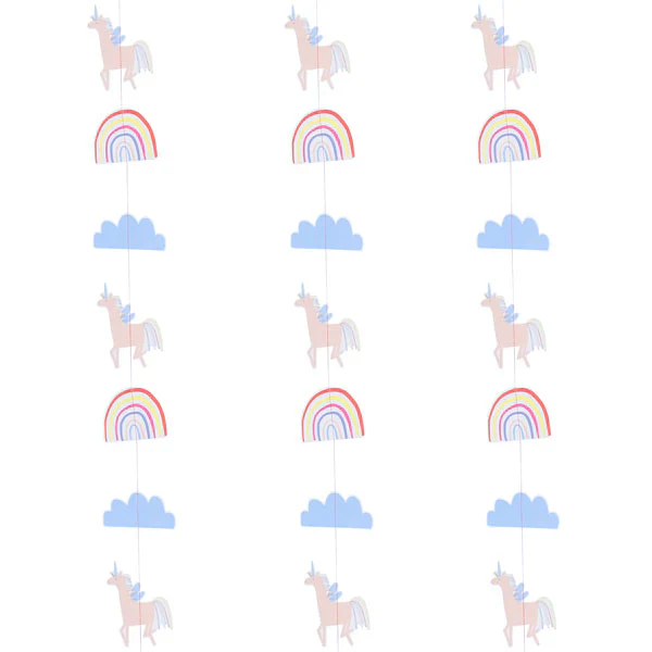 Enchanted Unicorn and Rainbow Hanging Party Decorations - 5 metres long - Image 2