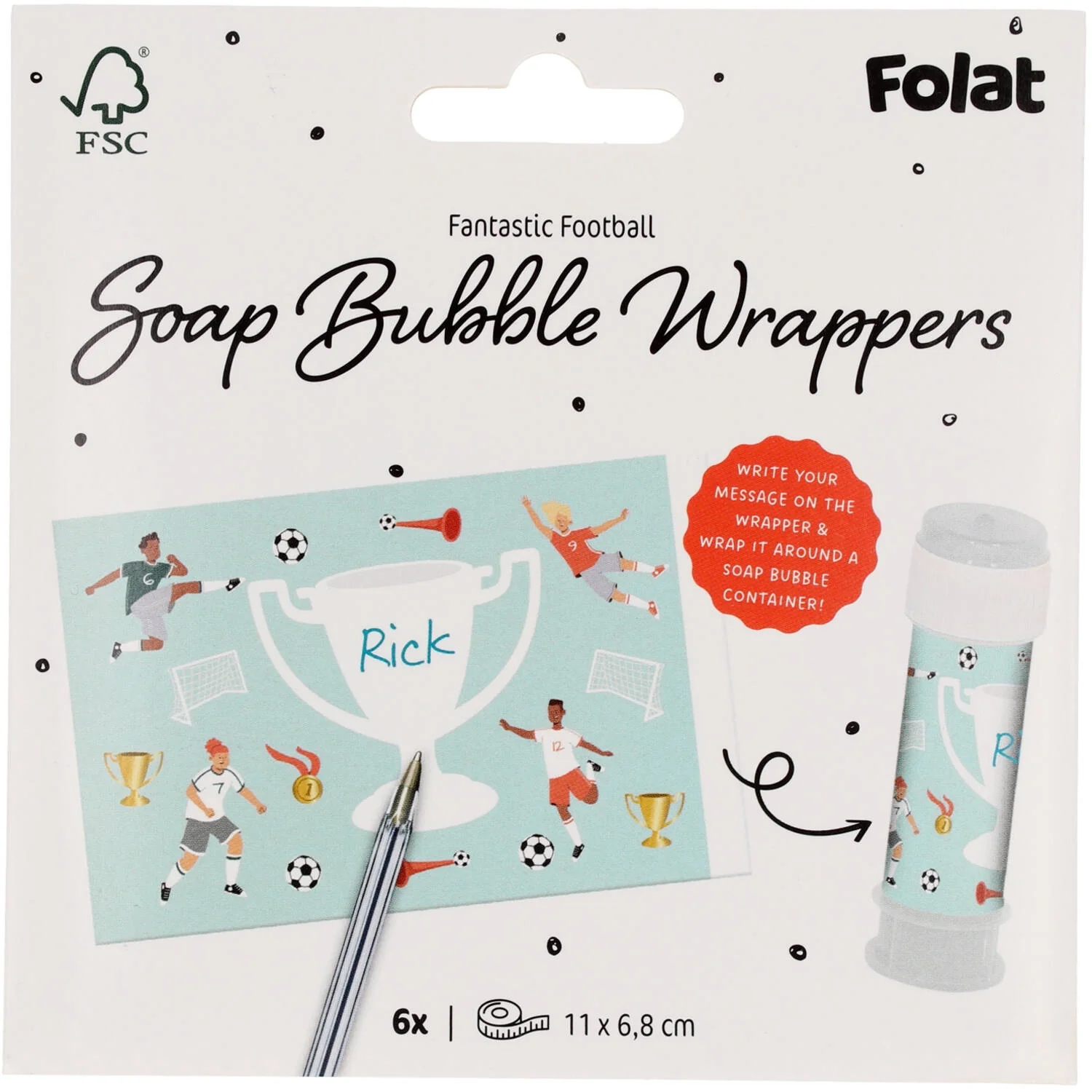 Fantastic Football Bubble Tub Party Name Stickers (6 pieces)(6 pieces) - Image 3