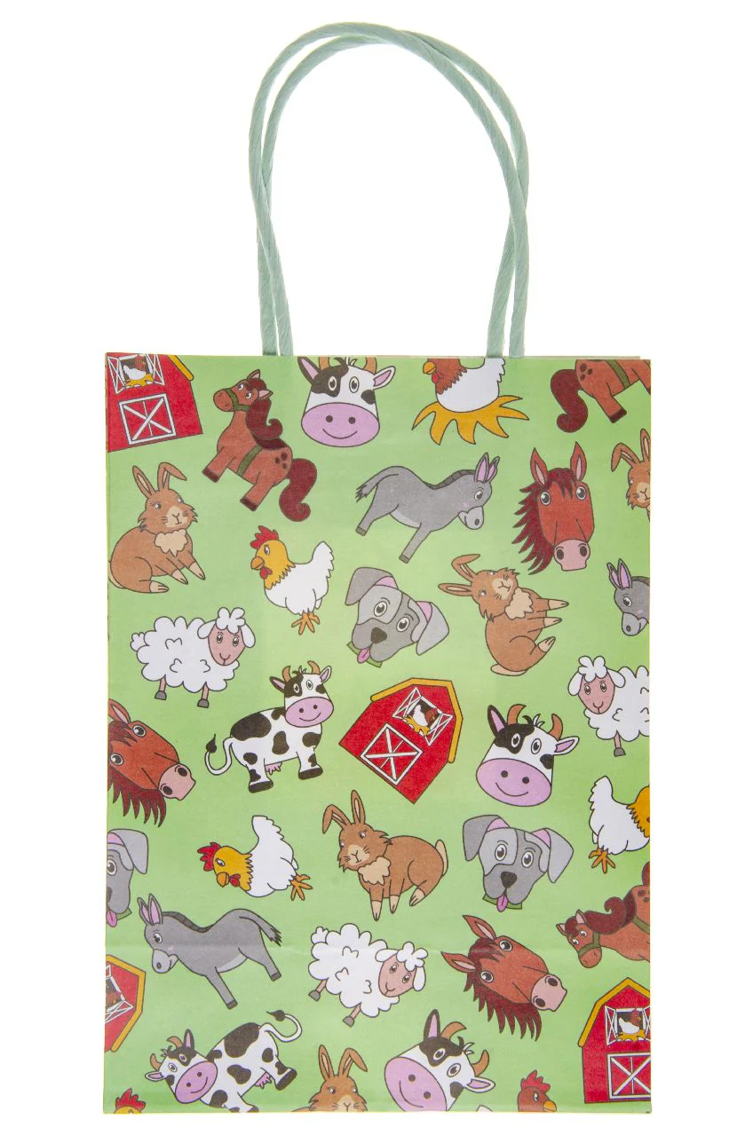 Farm Animals Paper Party Bags with Twisted Handles - 22 x 16 x 9 cm - Image 2