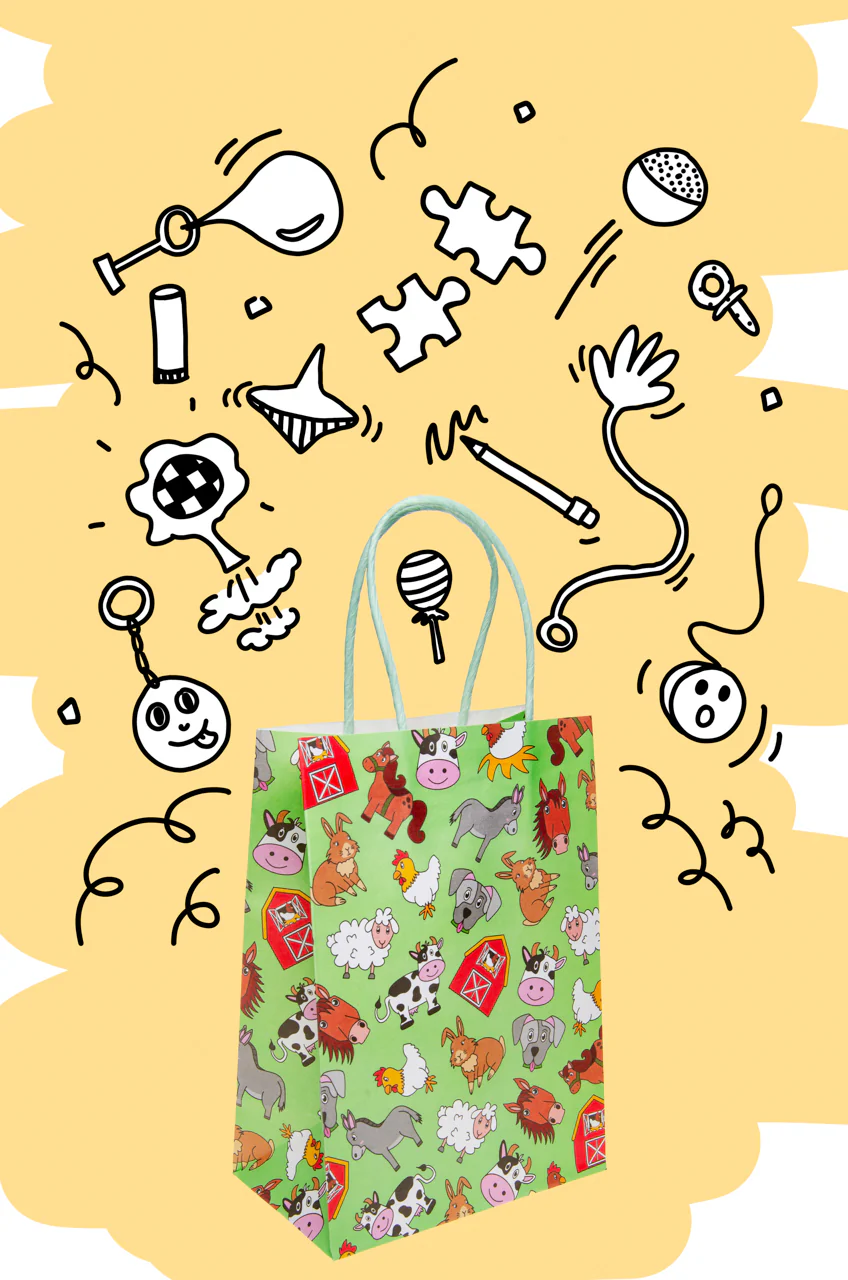 Farm Animals Paper Party Bags with Twisted Handles - 22 x 16 x 9 cm - Image 3