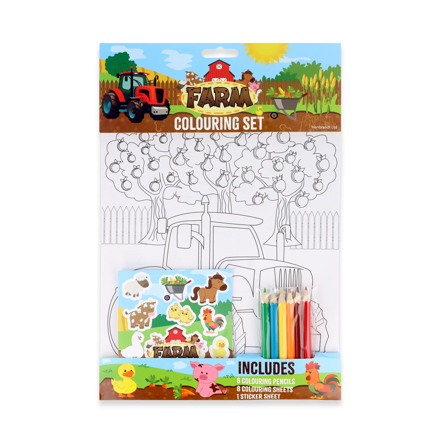 Farm Colouring Set with Stickers & Pencils A4