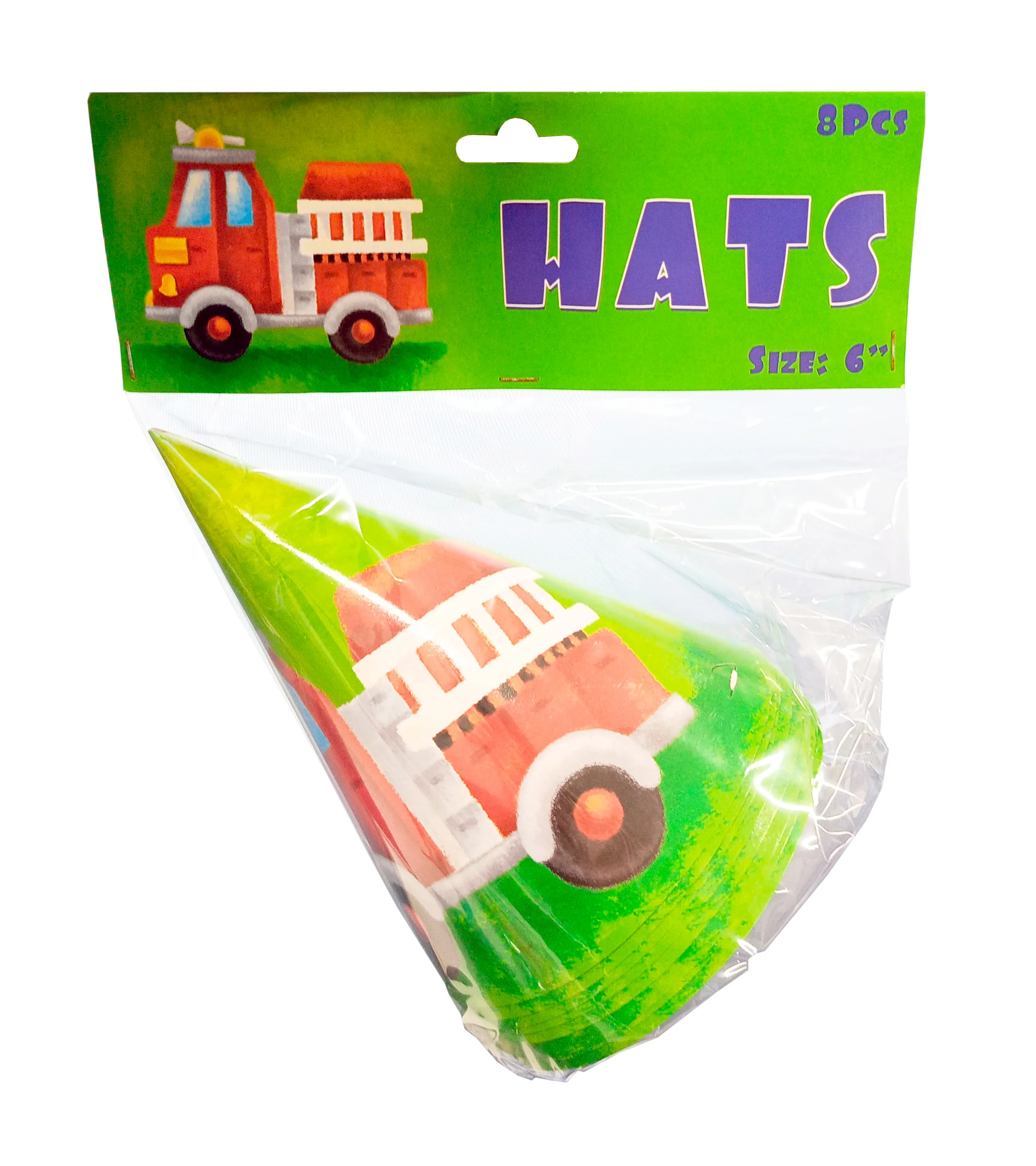 Fire Engine Party Hats (pack of 8)