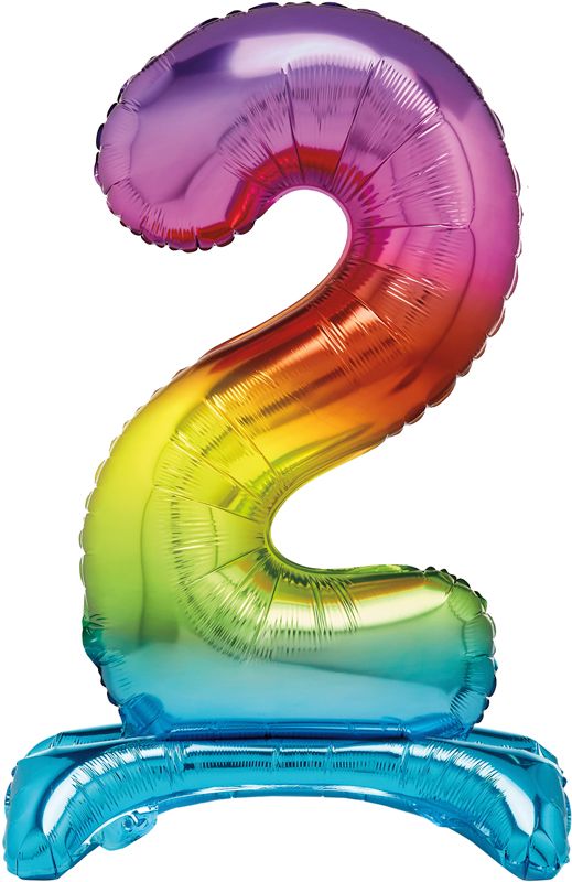 Floor Standing Foil Rainbow Number 2Balloon 76 cm