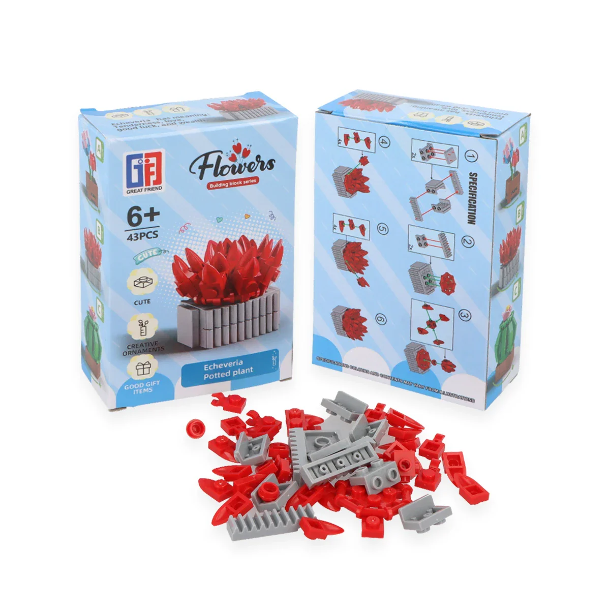 Floral Potted Plant Building Block Brick Kits (12cm) - Image 2
