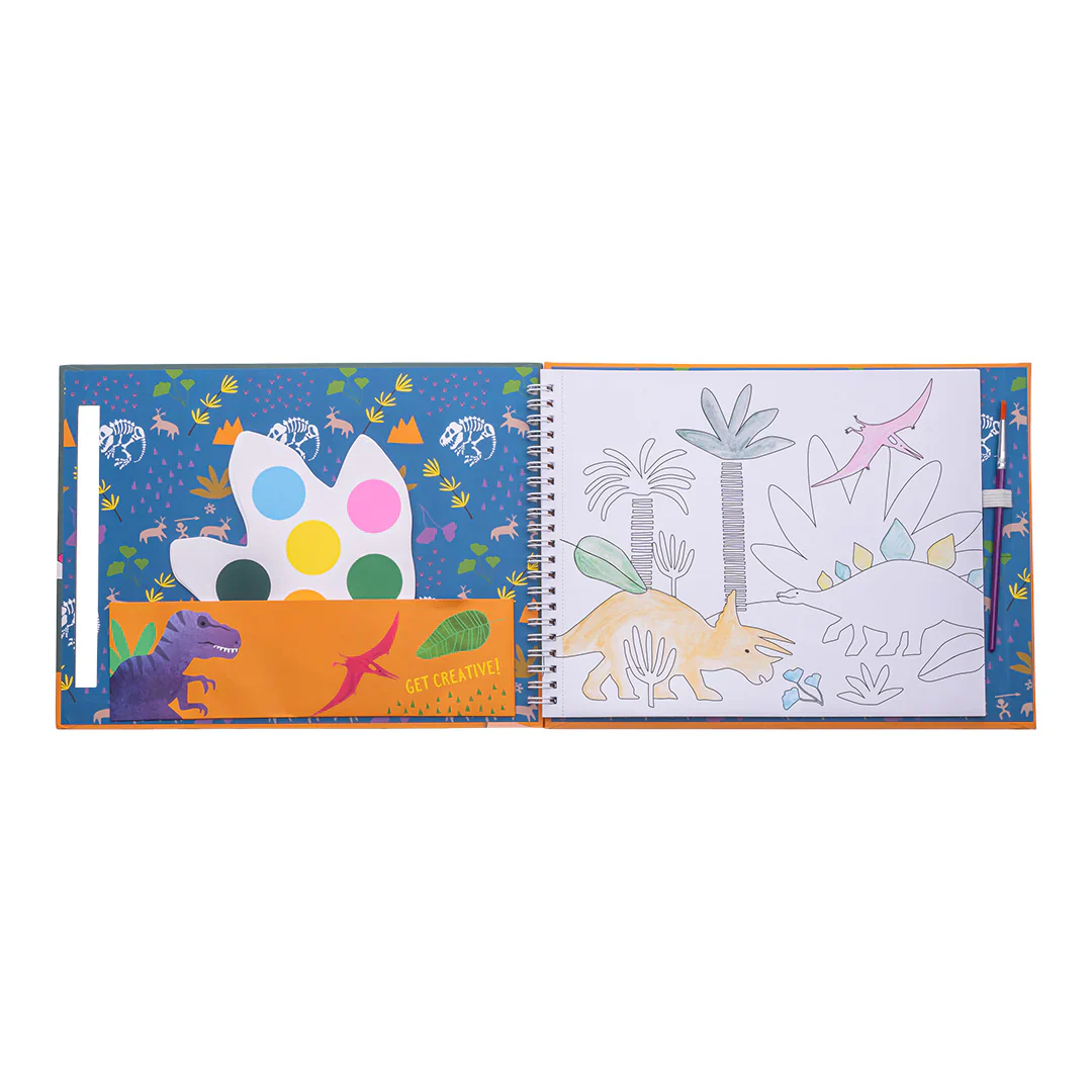 Floss & Rock My Dinosaur Paint Pad including paints, palette, brush and pictures - Image 3