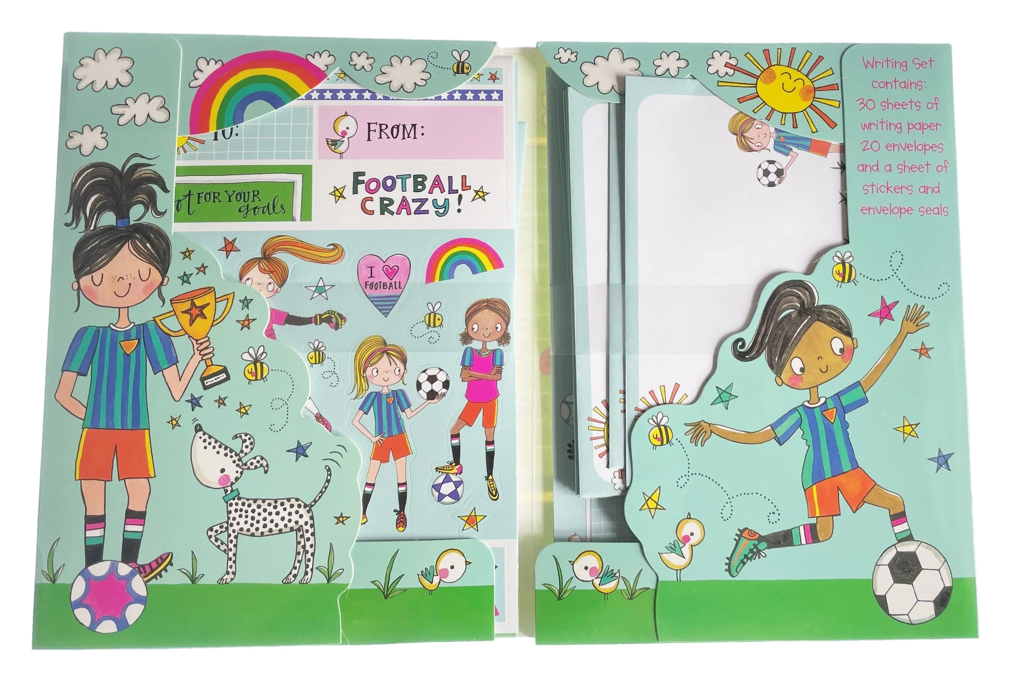 Football Girl Stars Writing Set Wallet by Rachel Ellen Designs - Image 4