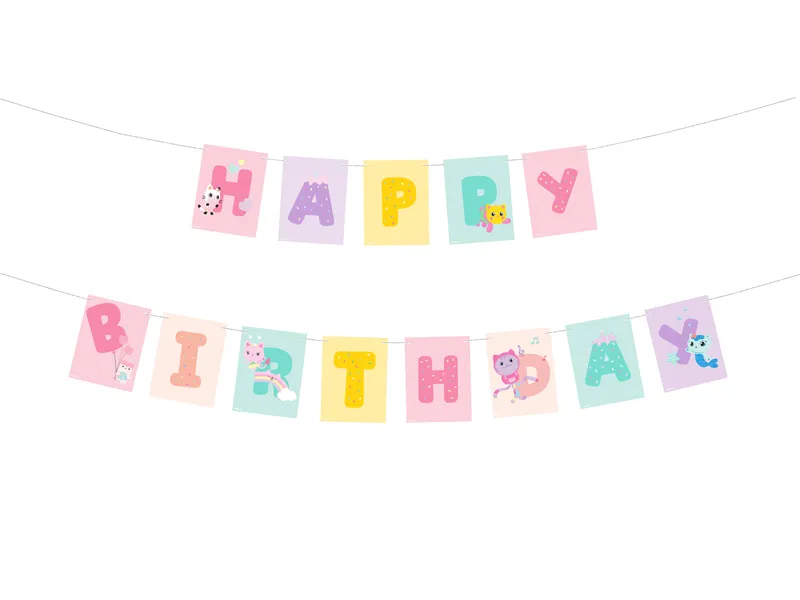 Gabby's Dollhouse Happy Birthday Party Banner, 180 x 15 cm