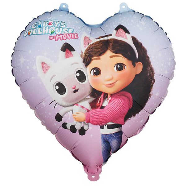 Gabby's Dollhouse Heart Shape Foil Birthday Party Balloons, 18"
