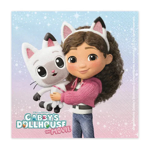 Gabby's Dollhouse the Movie Paper Napkins, 33 x 33 cm (pack of 20)