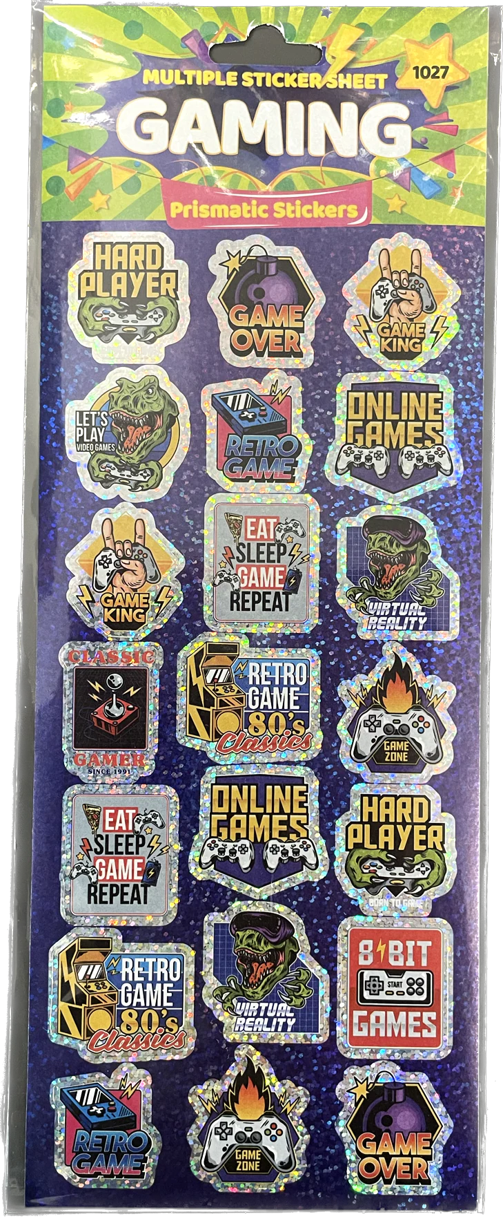 Gamer Themed Prismatic Holographic Sticker Sheet # 1027