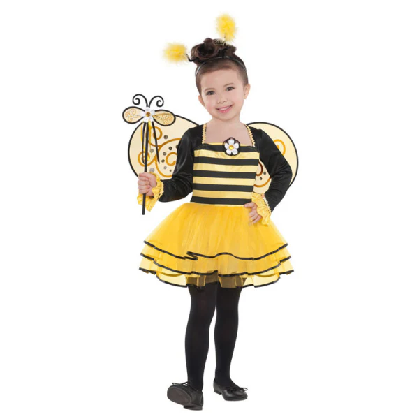 Girls Bumblebee Ballerina Dressing Up Costume with Wings