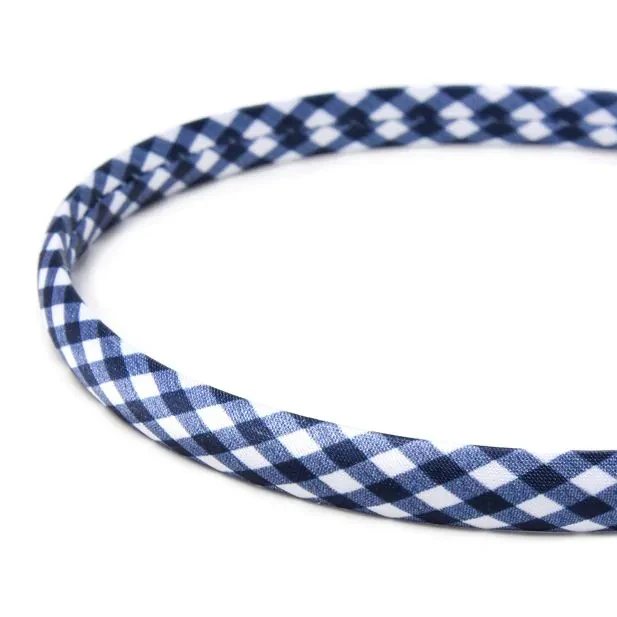 Girls Navy Gingham School  Alice Band Hairband, 1cm wide - Image 3