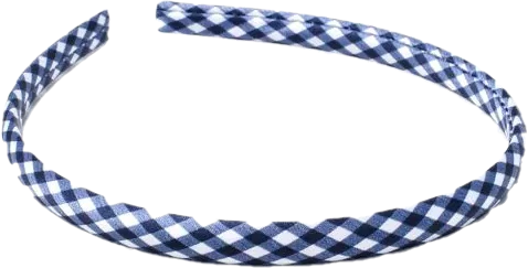 Girls Navy Gingham School  Alice Band Hairband, 1cm wide - Image 4