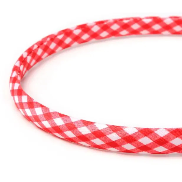 Girls Red Gingham School Alice Band, Hairband, 1cm wide - Image 3