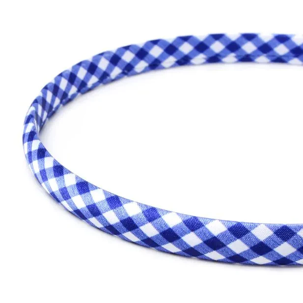 Girls Royal Blue Gingham School Alice Band Hairband, 1cm wide - Image 3