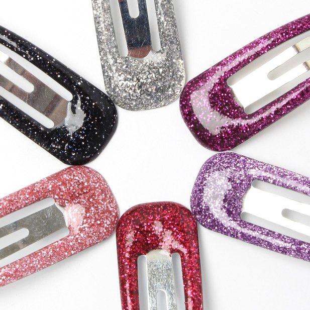 Glitter Snap Hair Clips & Ponytail Holders Set (4 of each) - Image 3