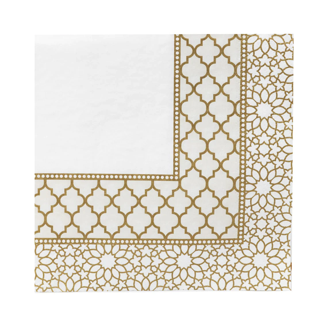 Gold & White Mosaic Paper Napkins - 20 Pack - Image 2