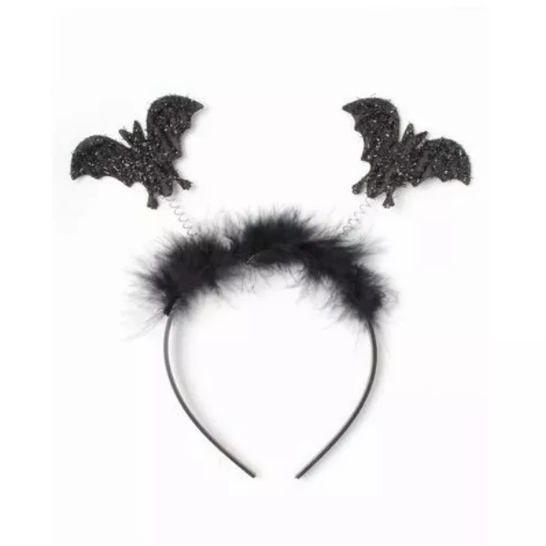 Halloween Black Glitter Bat Deeley Bopper Headband