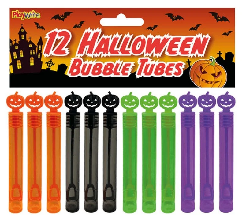 Halloween Pumpkin Mini Bubble Tubes with wand (Pack of 12)