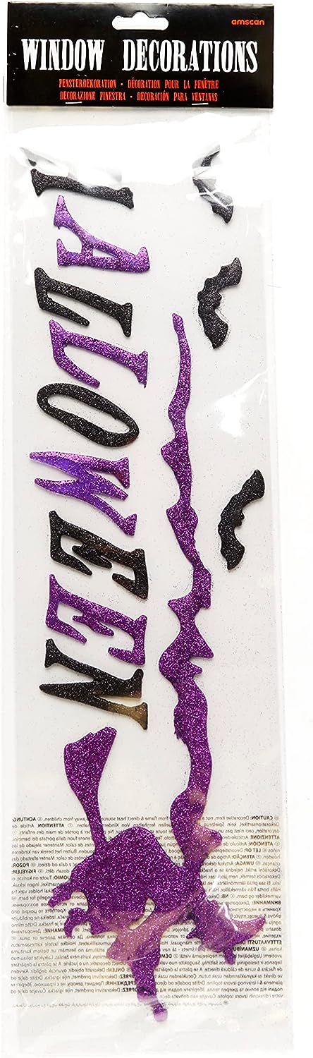 Halloween Purple Glitter Window Cling Decorations - Image 3