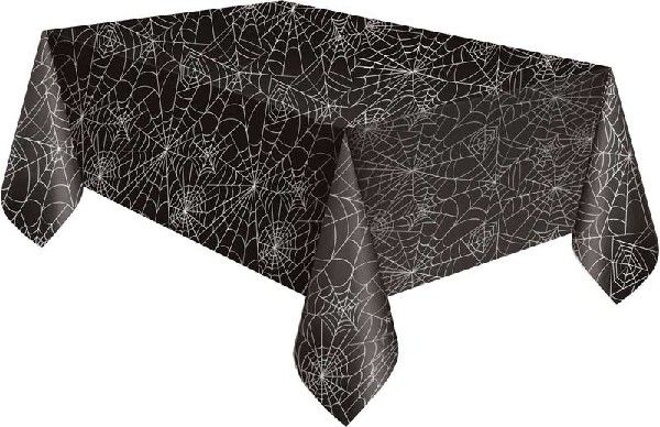 Halloween Spider Web Table Cover Black and Grey