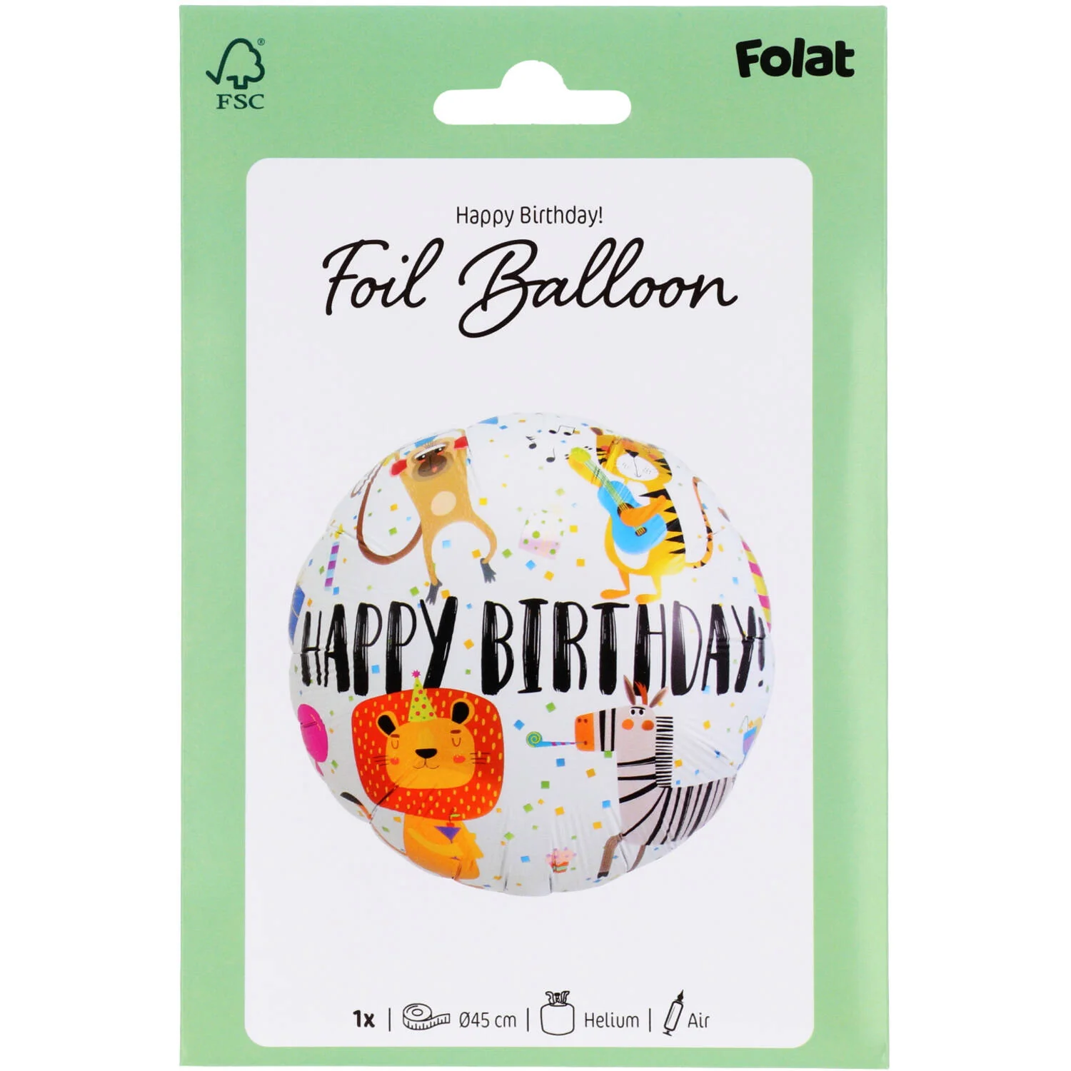 Happy Birthday Animals Foil Balloon 45 cm - Image 2