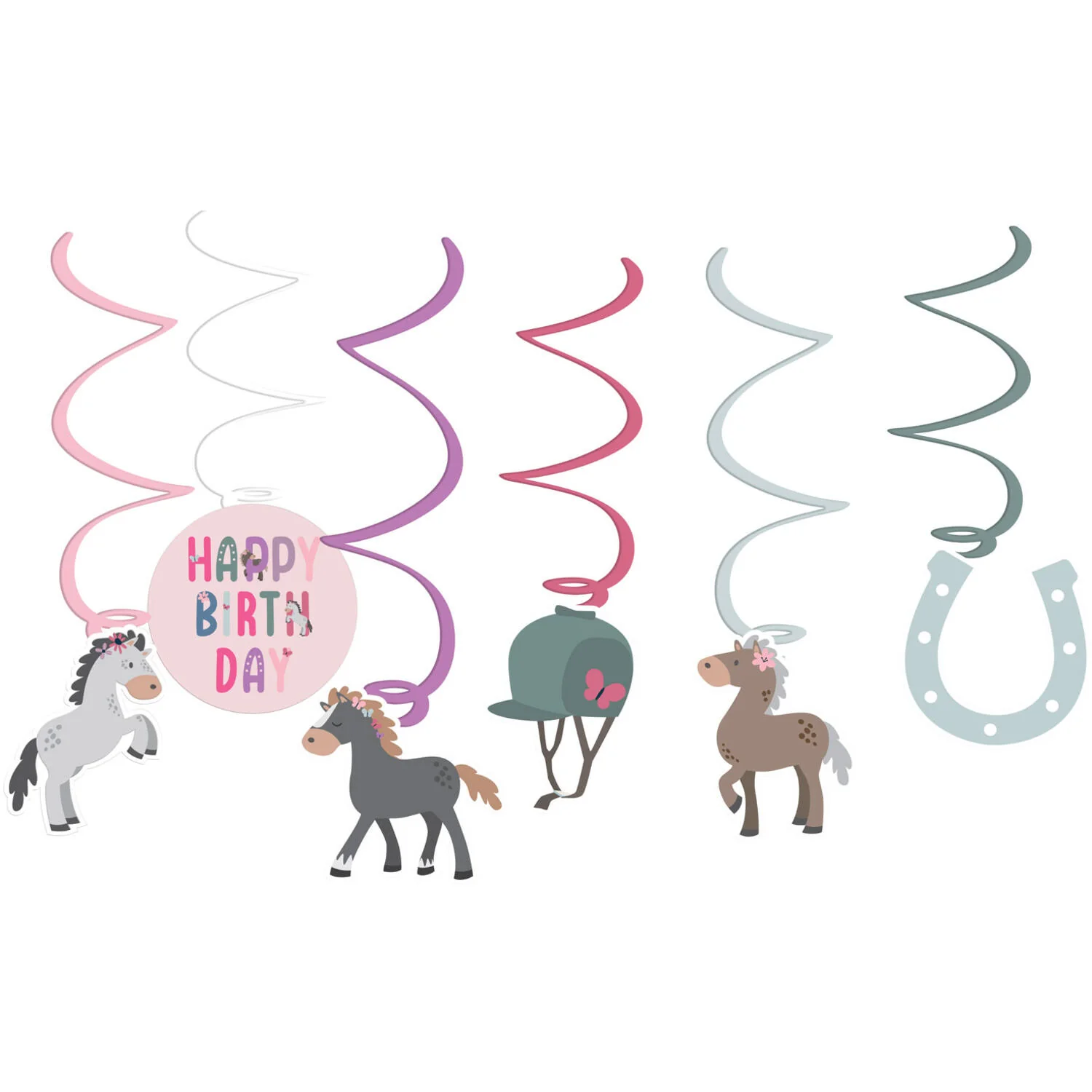 Happy Horse Swirl Hanging Birthday Party  Decoration (6 pieces)
