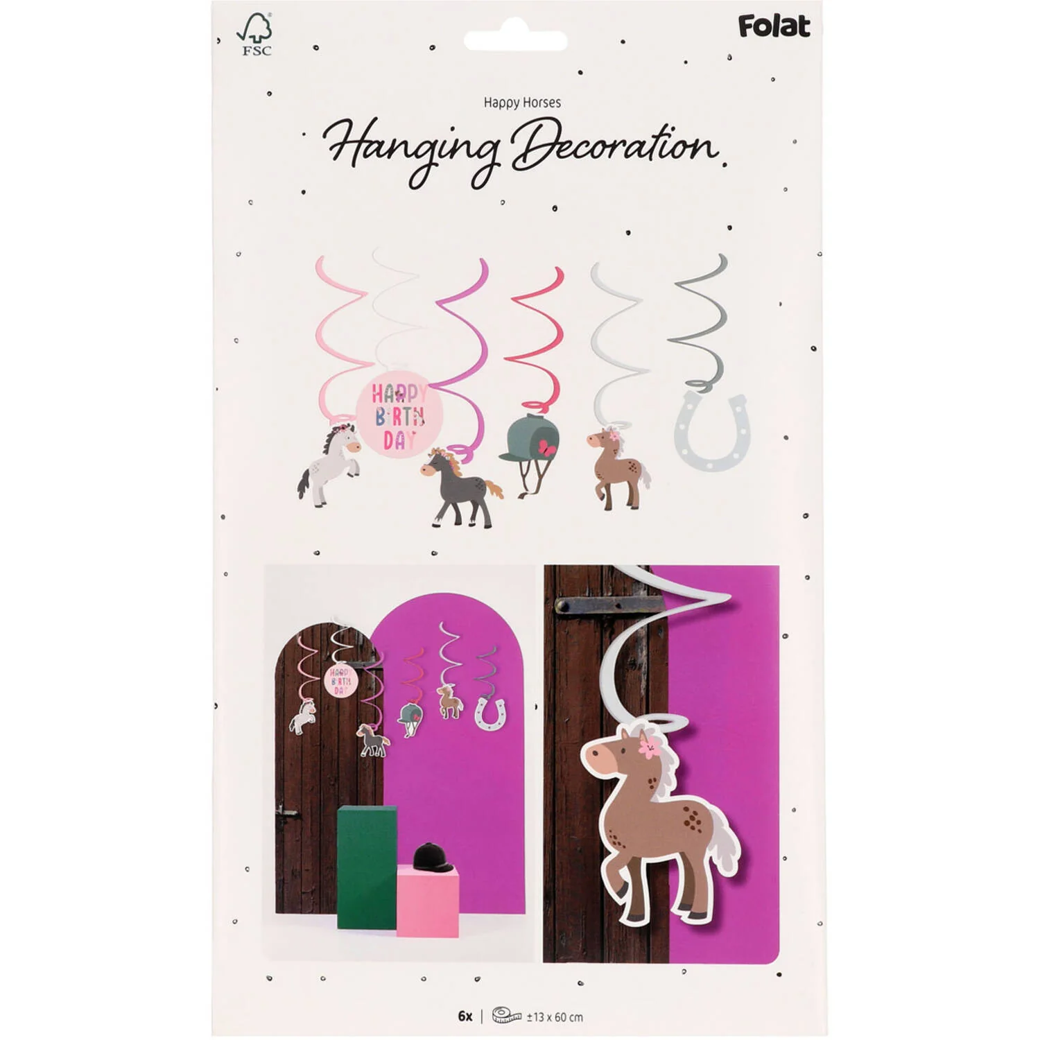 Happy Horse Swirl Hanging Birthday Party  Decoration (6 pieces) - Image 2