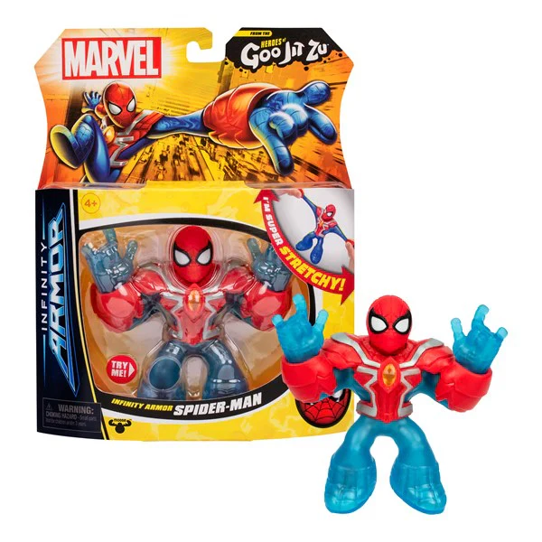 Heroes of Goo Jit Zu Spider-Man Infinity Armor Stretchy Action Figure Toy