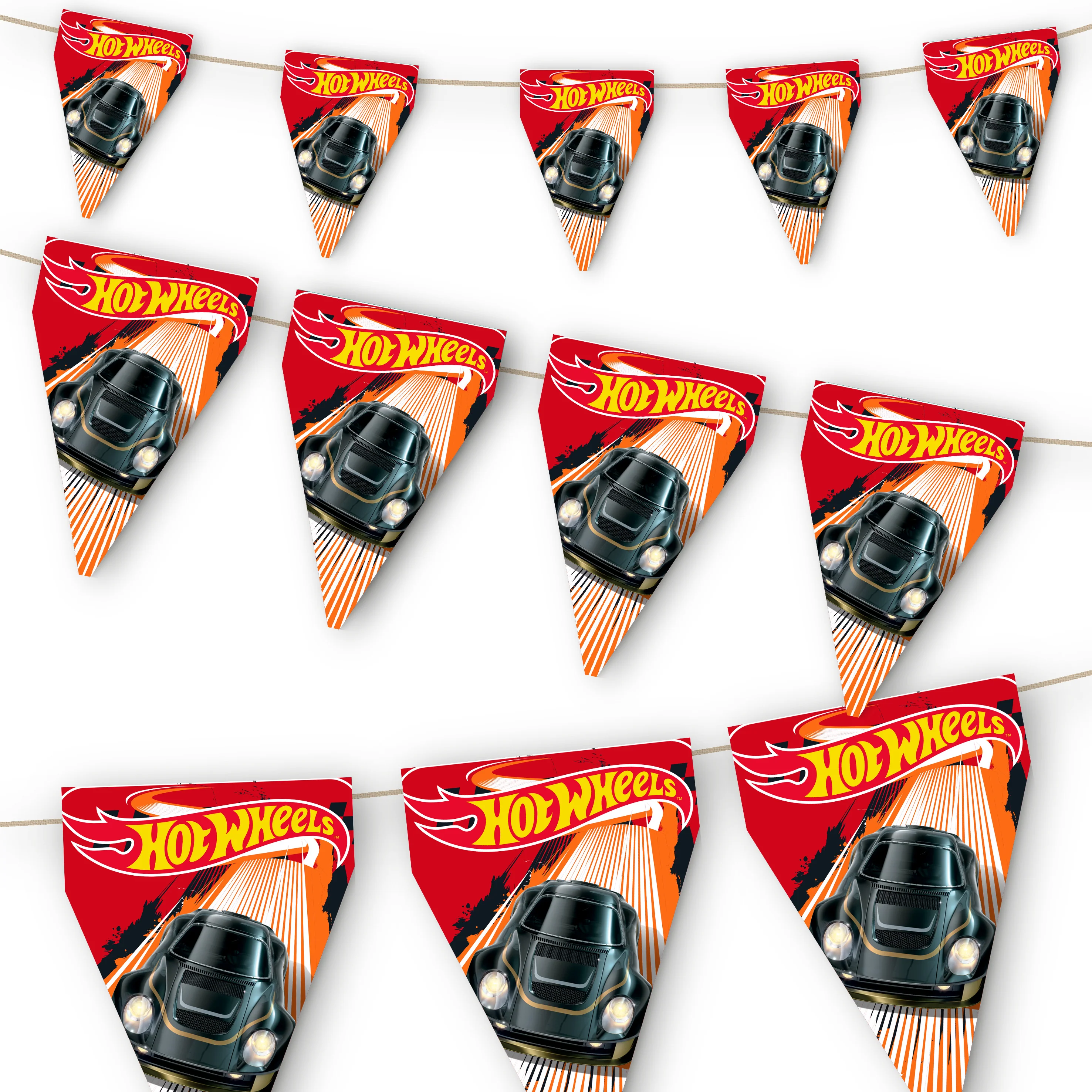 Hot Wheels Birthday Party Flag Bunting Banner - Image 2