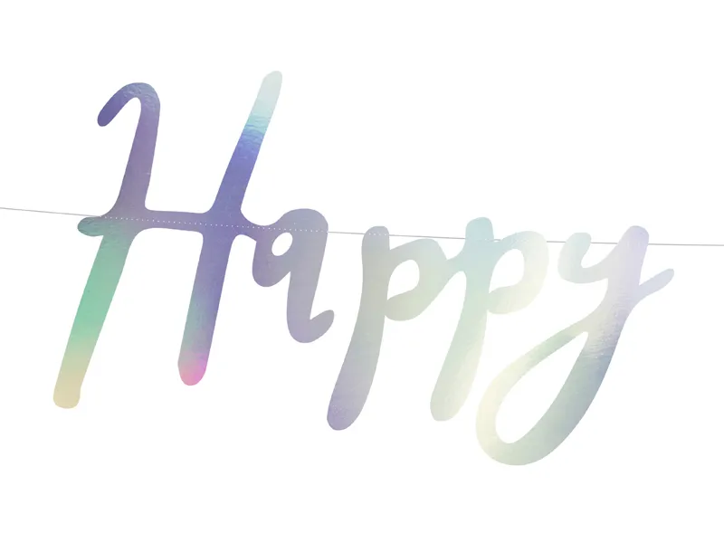 Iridescent Happy Birthday Banner 16.5 x 62 cm - Image 2
