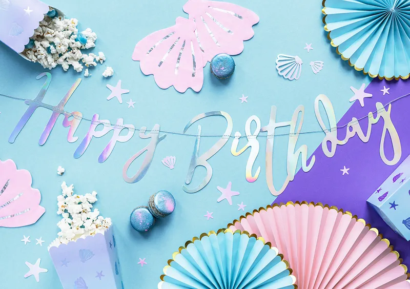 Iridescent Happy Birthday Banner 16.5 x 62 cm - Image 3